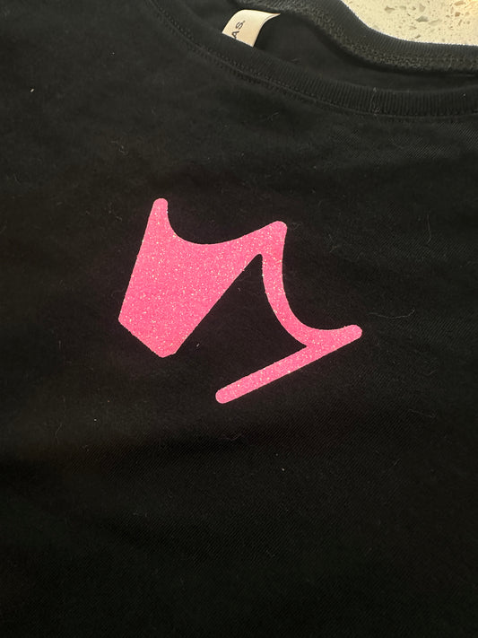 Class Women’s Crop Top BLACK (Sparkle Pink Logo)